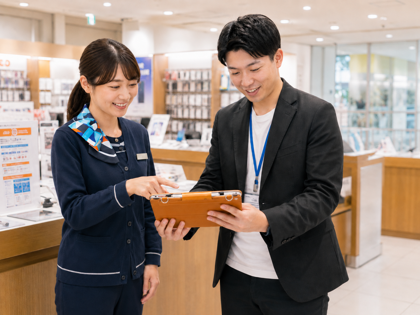 店舗スタッフと連携しながらタブレットで確認するField Salesメンバー